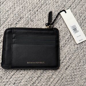 NWT- Banana Republic Black Leather Card Wallet